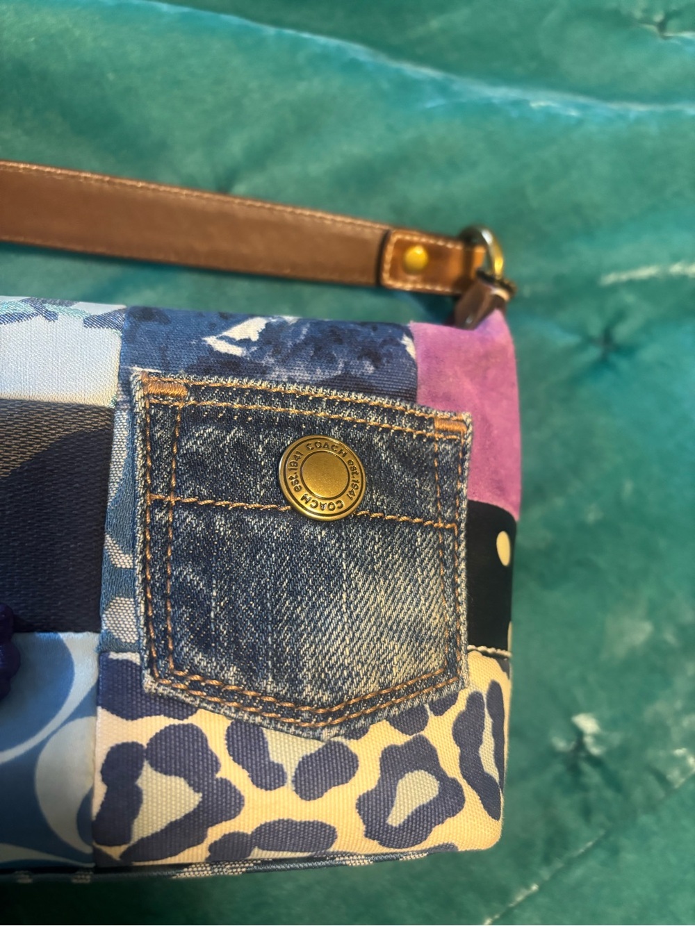 Coach Patchwork Mini Shoulder Bag in Blue and Purple - Picture 2 of 9